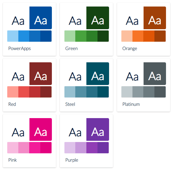 PowerApps Theme Display Colors